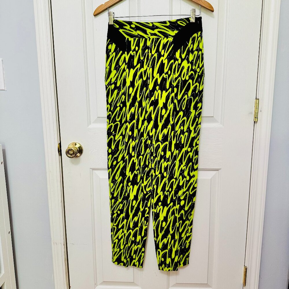 NEW MILLY GRAPHIC PRINTS RETRO VIBE GREEN AND BLACK DRESS PANTS USA